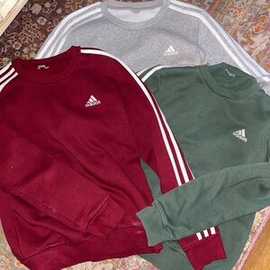 Adidas Crewneck Sweatshirt - Burgundy, Gray, and Forest Green